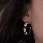 Moonstone, Amethyst and Iolite hydro~ Hoop Earrings 18k Gold Plated Earrings ~ Gemstone ~ Post ~Boho design ~ Handmade ~ Jewelry ME008