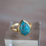 Copper Turquoise Ring ~ Gemstone ~ Natural ~ 18k Gold Plated ~ Jewelry ~ Handmade ~ Boho ~ December Birthstone MR356