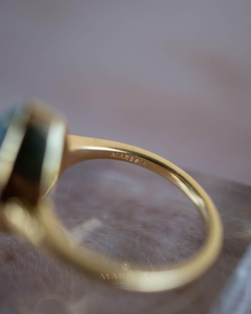 Copper Turquoise Ring ~ Gemstone ~ Natural ~ 18k Gold Plated ~ Jewelry ~ Handmade ~ Boho ~ December Birthstone MR356