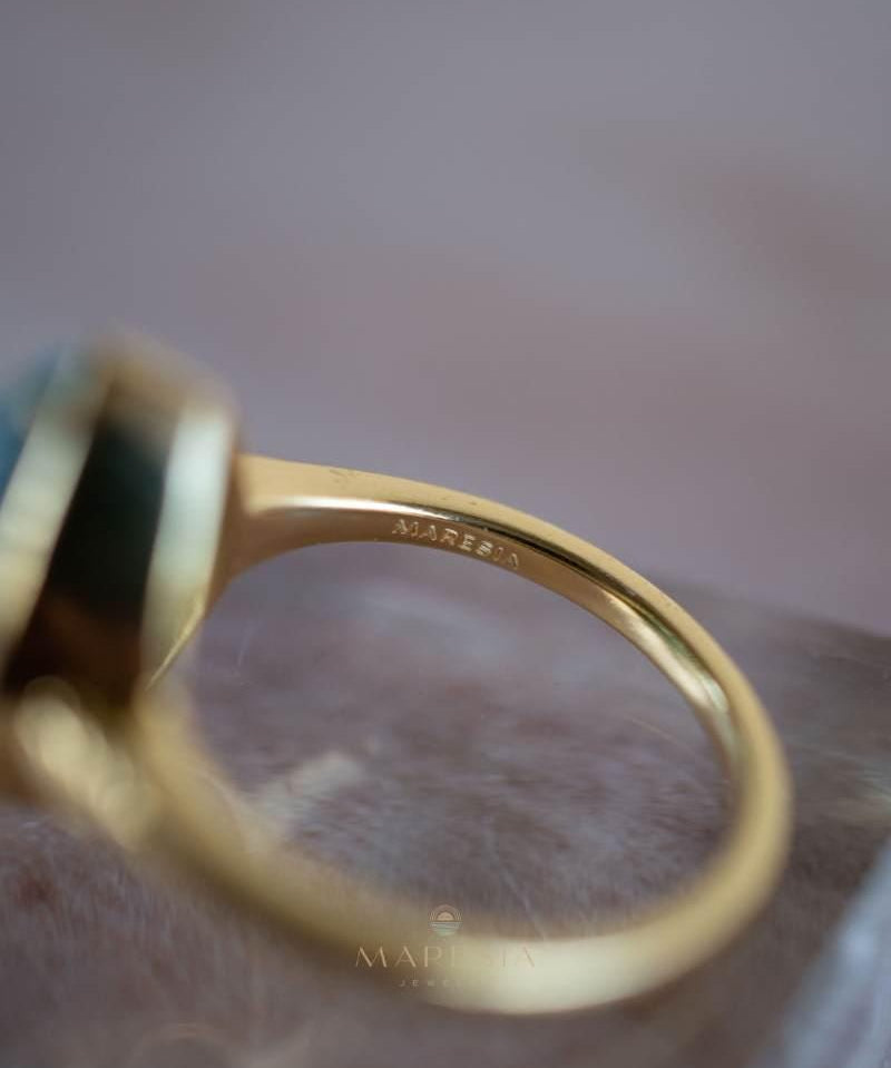 Copper Turquoise Ring ~ Gemstone ~ Natural ~ 18k Gold Plated ~ Jewelry ~ Handmade ~ Boho ~ December Birthstone MR356