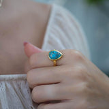 Copper Turquoise Ring ~ Gemstone ~ Natural ~ 18k Gold Plated ~ Jewelry ~ Handmade ~ Boho ~ December Birthstone MR356