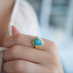 Copper Turquoise Ring ~ Gemstone ~ Natural ~ 18k Gold Plated ~ Jewelry ~ Handmade ~ Boho ~ December Birthstone MR356