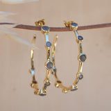 Labradorite Hoop Earrings 18k Gold Plated Earrings ~ Gemstone ~ Post ~Boho design ~ Handmade ~ Jewelry ~ Gift for her ~ ME218