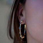 Labradorite Hoop Earrings 18k Gold Plated Earrings ~ Gemstone ~ Post ~Boho design ~ Handmade ~ Jewelry ~ Gift for her ~ ME218