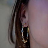 Labradorite Hoop Earrings 18k Gold Plated Earrings ~ Gemstone ~ Post ~Boho design ~ Handmade ~ Jewelry ~ Gift for her ~ ME218