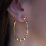 Labradorite Hoop Earrings 18k Gold Plated Earrings ~ Gemstone ~ Post ~Boho design ~ Handmade ~ Jewelry ~ Gift for her ~ ME218