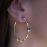 Labradorite Hoop Earrings 18k Gold Plated Earrings ~ Gemstone ~ Post ~Boho design ~ Handmade ~ Jewelry ~ Gift for her ~ ME218