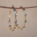 Iolite hydro Hoop Earrings 18k Gold Plated Earrings ~ Gemstone ~ Post ~Boho design ~ Handmade ~ Jewelry ~ Gift for her ~ ME219