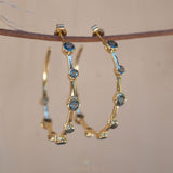 Iolite hydro Hoop Earrings 18k Gold Plated Earrings ~ Gemstone ~ Post ~Boho design ~ Handmade ~ Jewelry ~ Gift for her ~ ME219