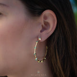 Aqua Chalcedony Hoop Earrings 18k Gold Plated Earrings ~ Gemstone ~ Post ~Boho design ~ Handmade ~ Jewelry ~ Gift for her ~ ME217