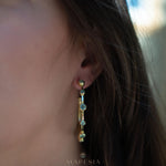 Aqua Chalcedony Hoop Earrings 18k Gold Plated Earrings ~ Gemstone ~ Post ~Boho design ~ Handmade ~ Jewelry ~ Gift for her ~ ME217