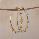 Aqua Chalcedony Hoop Earrings 18k Gold Plated Earrings ~ Gemstone ~ Post ~Boho design ~ Handmade ~ Jewelry ~ Gift for her ~ ME217