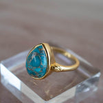 Copper Turquoise Ring ~ Gemstone ~ Natural ~ 18k Gold Plated ~ Jewelry ~ Handmade ~ Boho ~ December Birthstone MR356