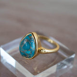 Copper Turquoise Ring ~ Gemstone ~ Natural ~ 18k Gold Plated ~ Jewelry ~ Handmade ~ Boho ~ December Birthstone MR356