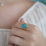 Copper Turquoise Ring ~ Gemstone ~ Natural ~ 18k Gold Plated ~ Jewelry ~ Handmade ~ Boho ~ December Birthstone MR356