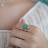 Copper Turquoise Ring ~ Gemstone ~ Natural ~ 18k Gold Plated ~ Jewelry ~ Handmade ~ Boho ~ December Birthstone MR356