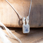 Aqua Chalcedony, Rose Quartz, Moonstone ~ Rectangular ~ Sterling Silver ~ Charm ~ Layered ~ minimalist ~ delicate MP021