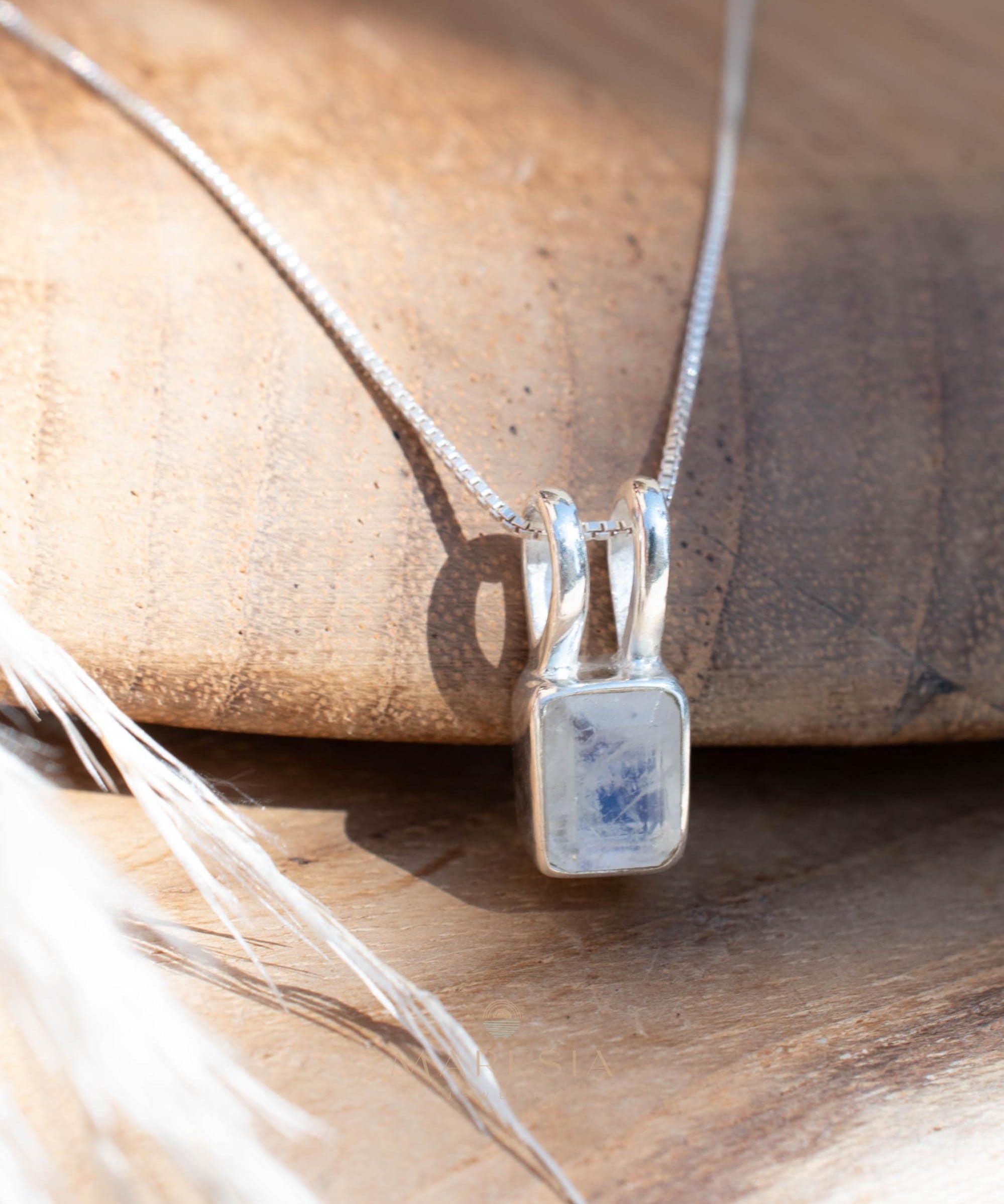 Aqua Chalcedony, Rose Quartz, Moonstone ~ Rectangular ~ Sterling Silver ~ Charm ~ Layered ~ minimalist ~ delicate MP021