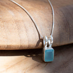 Aqua Chalcedony, Rose Quartz, Moonstone ~ Rectangular ~ Sterling Silver ~ Charm ~ Layered ~ minimalist ~ delicate MP021