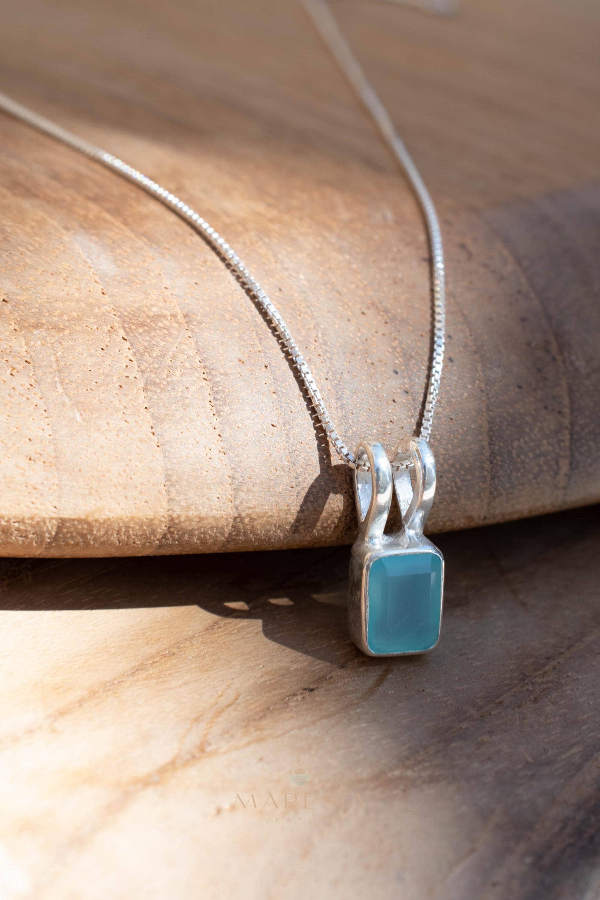 Aqua Chalcedony, Rose Quartz, Moonstone ~ Rectangular ~ Sterling Silver ~ Charm ~ Layered ~ minimalist ~ delicate MP021