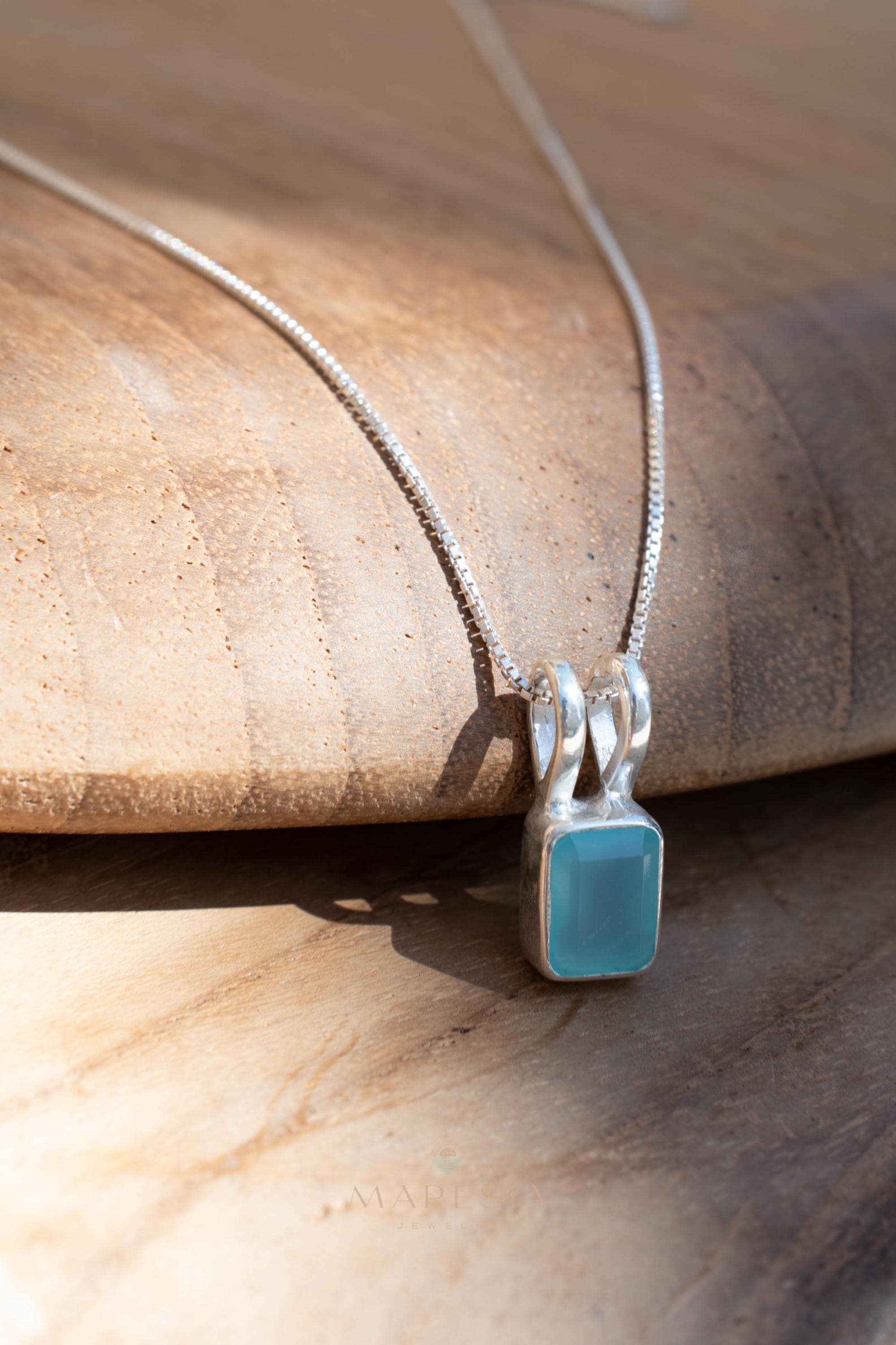 Aqua Chalcedony, Rose Quartz, Moonstone ~ Rectangular ~ Sterling Silver ~ Charm ~ Layered ~ minimalist ~ delicate MP021