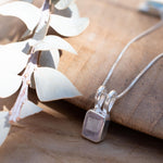 Aqua Chalcedony, Rose Quartz, Moonstone ~ Rectangular ~ Sterling Silver ~ Charm ~ Layered ~ minimalist ~ delicate MP021