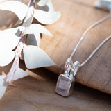Aqua Chalcedony, Rose Quartz, Moonstone ~ Rectangular ~ Sterling Silver ~ Charm ~ Layered ~ minimalist ~ delicate MP021