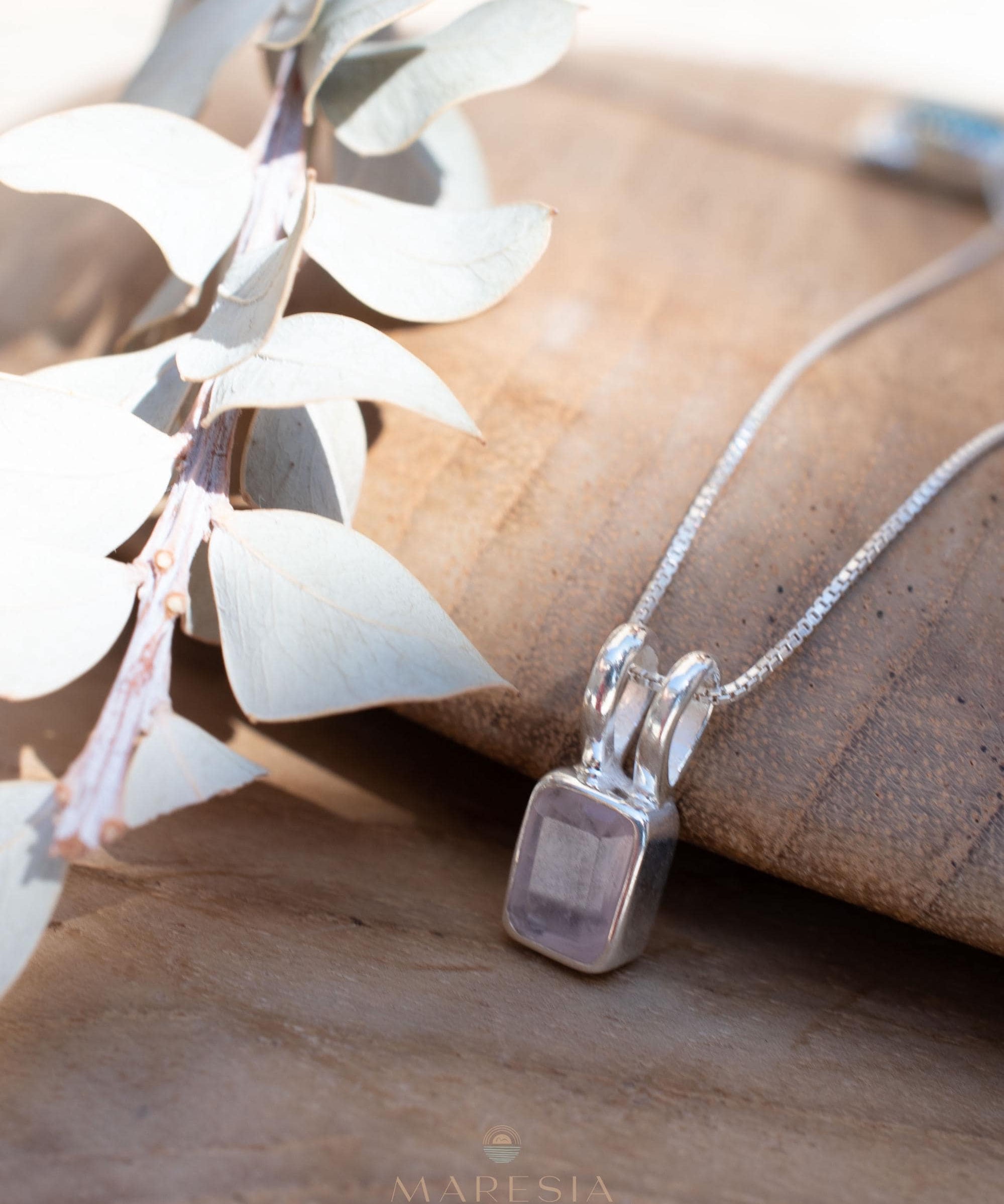 Aqua Chalcedony, Rose Quartz, Moonstone ~ Rectangular ~ Sterling Silver ~ Charm ~ Layered ~ minimalist ~ delicate MP021