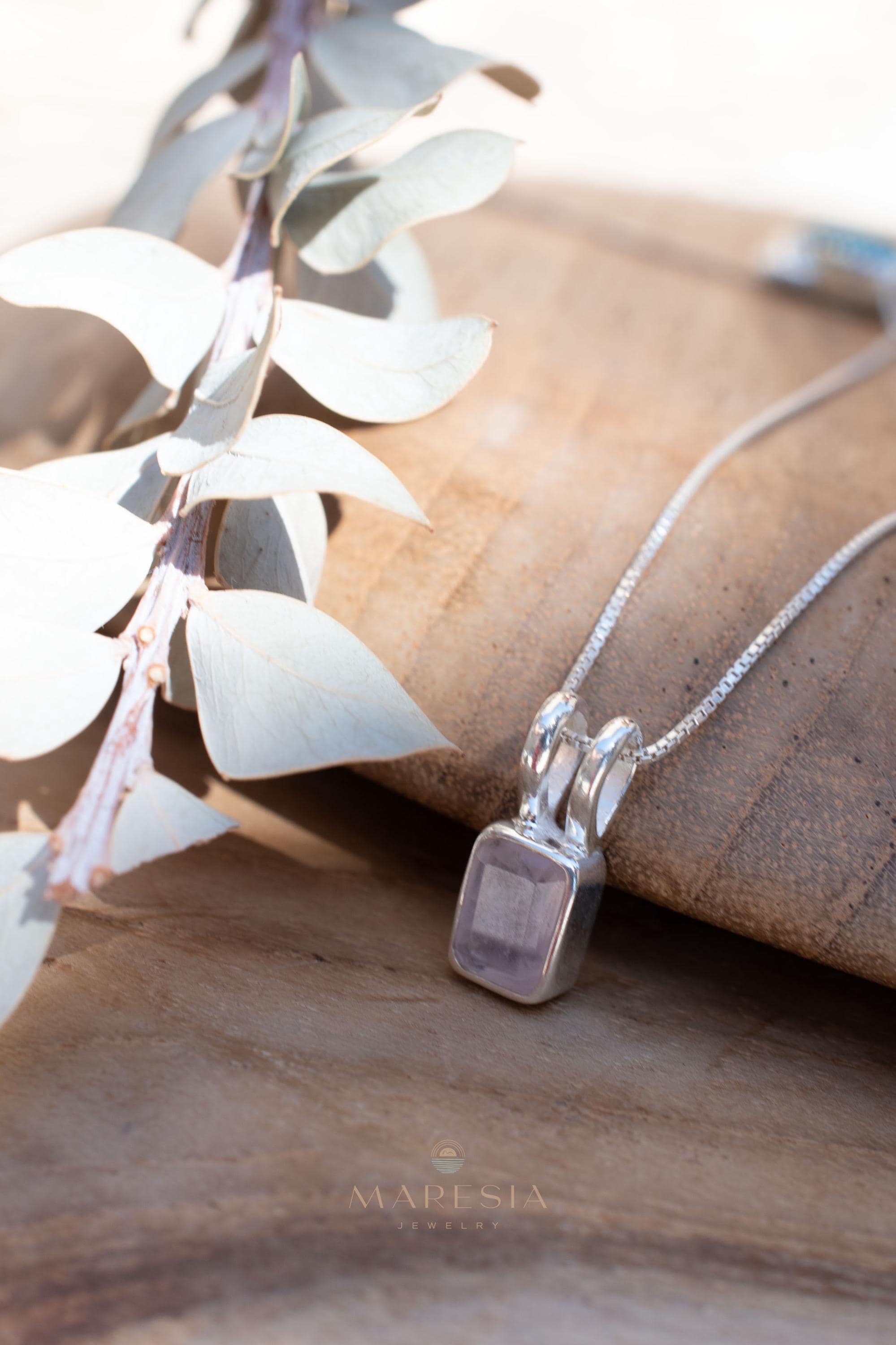 Aqua Chalcedony, Rose Quartz, Moonstone ~ Rectangular ~ Sterling Silver ~ Charm ~ Layered ~ minimalist ~ delicate MP021