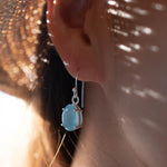 Aqua Chalcedony Earrings~ Sterling Silver 925 ~Dangle Earrings ~Silver Earrings ~Teal Chalcedony ~Tear Drop Gemstone ~ Natural Stone ~ ME009