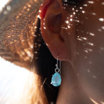 Aqua Chalcedony Earrings~ Sterling Silver 925 ~Dangle Earrings ~Silver Earrings ~Teal Chalcedony ~Tear Drop Gemstone ~ Natural Stone ~ ME009