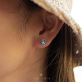 Delicate Moonstone Earrings ~ Sterling Silver 925 ~ Gemstone ~ Post ~ Stud ~Handmade ~ Jewelry ~ Gift For Her ~ Maresia ME017