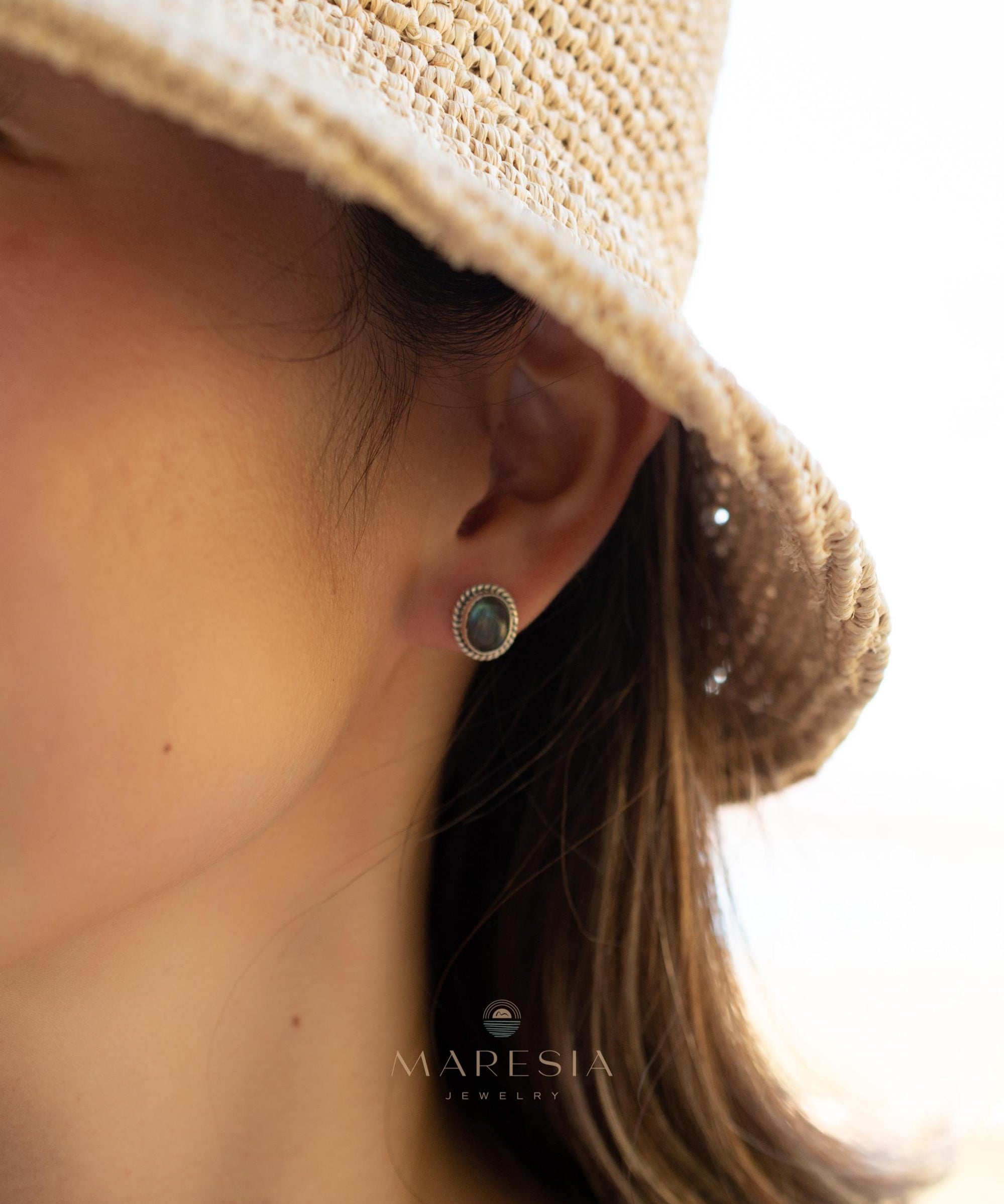 Delicate Labradorite Earrings ~ Sterling Silver 925 ~ Gemstone ~ Post ~ Stud ~Handmade ~ Jewelry ~ Gift For Her ~ Maresia ME018