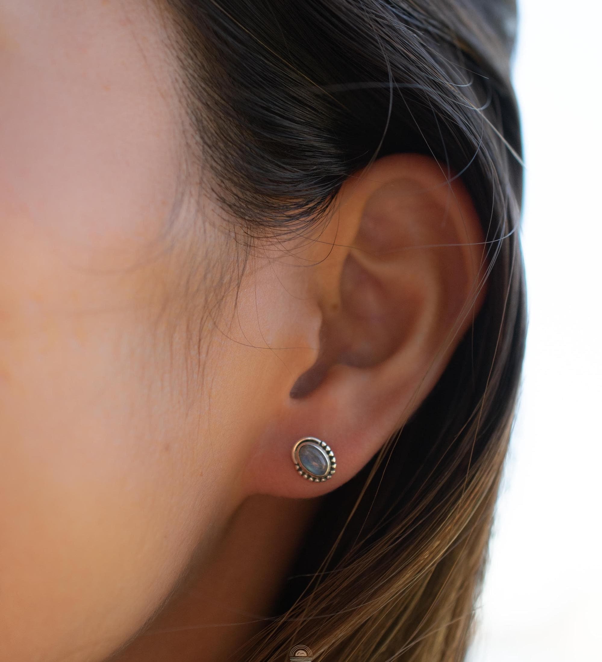 Delicate Moonstone Earrings ~ Sterling Silver 925 ~ Gemstone ~ Post ~ Stud ~Handmade ~ Jewelry ~ Gift For Her ~ Maresia ME017