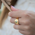 Rainbow Labradorite Ring ~ Rectangular Stone~ Gemstone ~ Natural ~ 18k Gold Plated ~ Jewelry ~ Handmade ~ February Birthstone ~ MR357