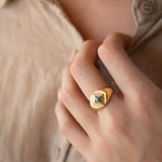 Copper Turquoise Ring ~ Gemstone ~ Natural ~ 18k Gold Plated ~ Jewelry ~ Handmade ~ Boho ~ December Birthstone MR358
