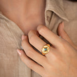 Copper Turquoise Ring ~ Gemstone ~ Natural ~ 18k Gold Plated ~ Jewelry ~ Handmade ~ Boho ~ December Birthstone MR358