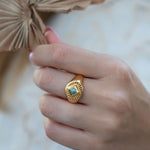 Copper Turquoise Ring ~ Gemstone ~ Natural ~ 18k Gold Plated ~ Jewelry ~ Handmade ~ Boho ~ December Birthstone MR358
