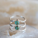 Turquoise Ring~ Triple Band ~Sterling Silver 925 ~ Handmade ~ Gemstone ~ Statement~December Birthstone MR204