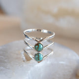 Turquoise Ring~ Triple Band ~Sterling Silver 925 ~ Handmade ~ Gemstone ~ Statement~December Birthstone MR204