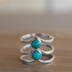 Turquoise Ring~ Triple Band ~Sterling Silver 925 ~ Handmade ~ Gemstone ~ Statement~December Birthstone MR204