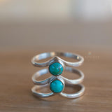 Turquoise Ring~ Triple Band ~Sterling Silver 925 ~ Handmade ~ Gemstone ~ Statement~December Birthstone MR204