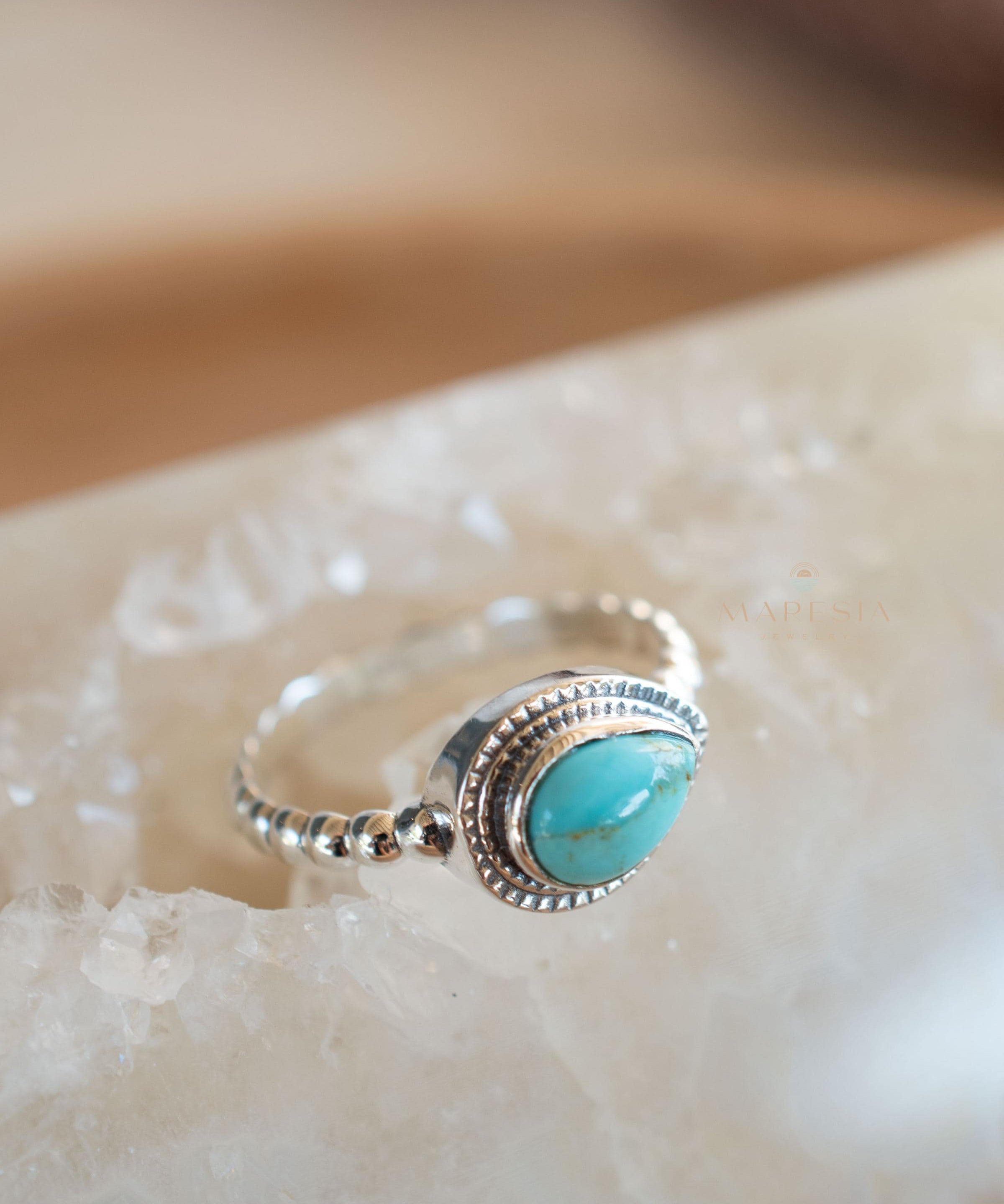 Turquoise Ring ~ Sterling Silver 925 ~ Handmade ~ Everyday ~Delicate ~Gift for her ~Boho ~ Hippie ~Bohemian~MR243
