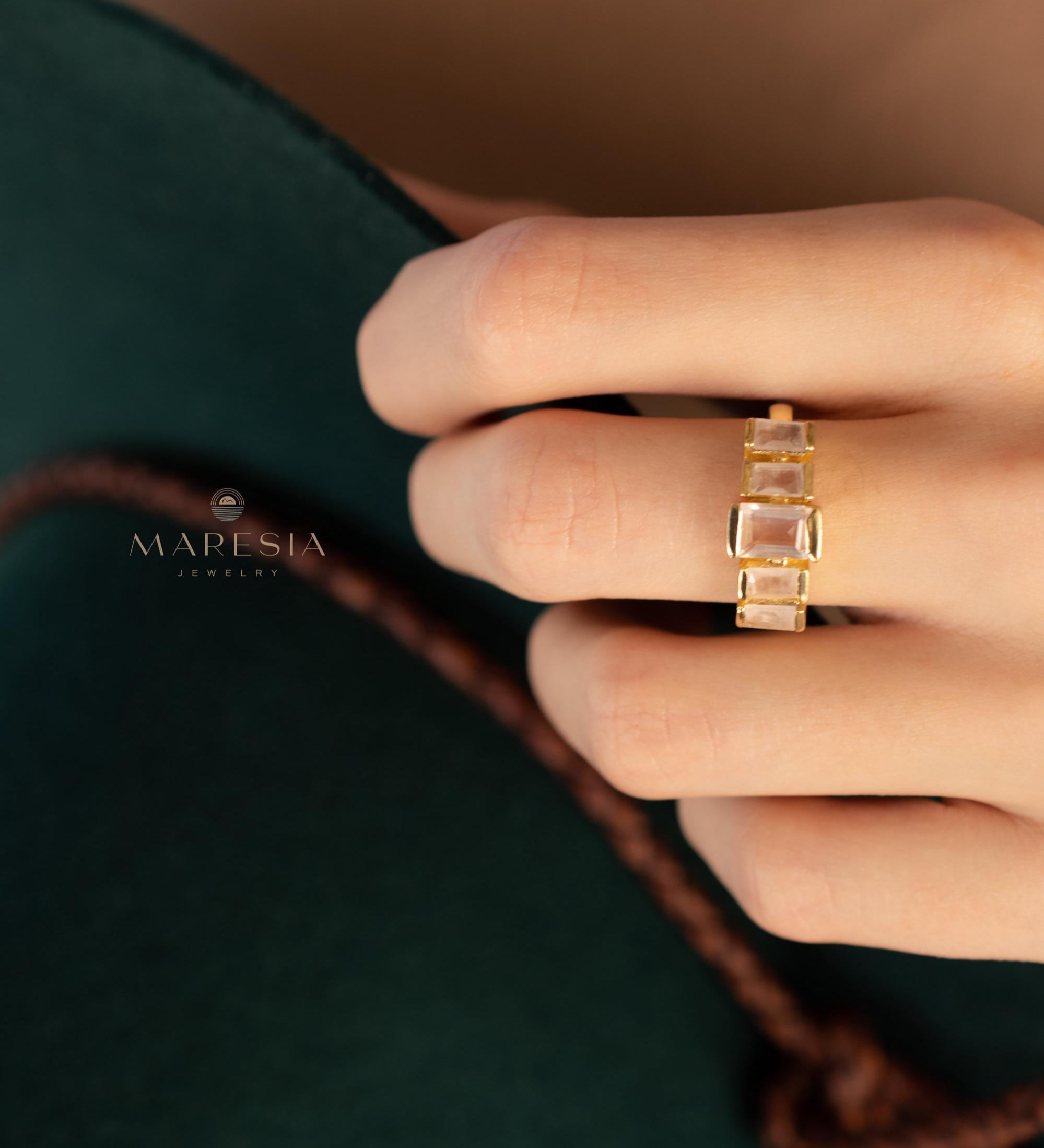 Rose Quartz Ring ~ Gemstone ~ Natural ~ 18k Gold Plated ~ Jewelry ~ Handmade~ January Birthstone - MR337