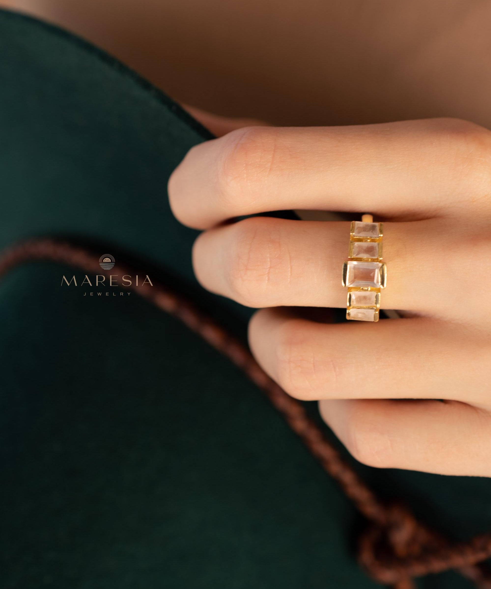 Rose Quartz Ring ~ Gemstone ~ Natural ~ 18k Gold Plated ~ Jewelry ~ Handmade~ January Birthstone - MR337