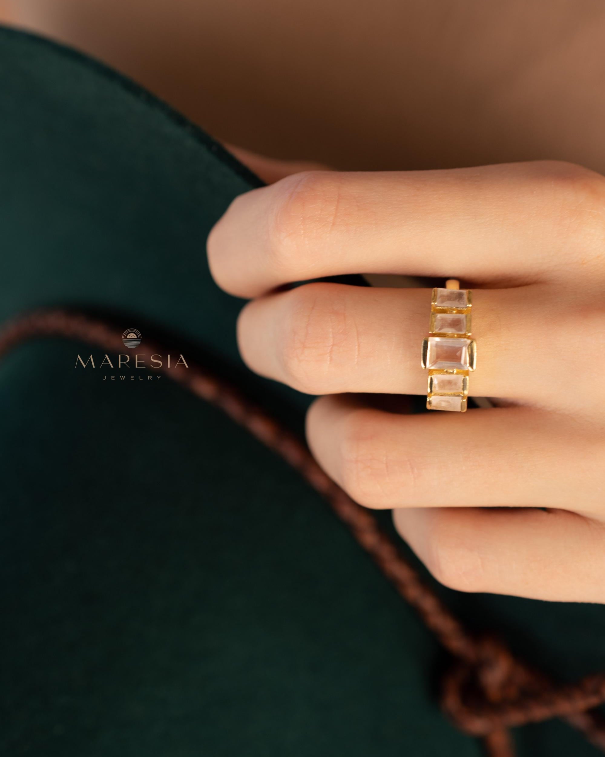 Rose Quartz Ring ~ Gemstone ~ Natural ~ 18k Gold Plated ~ Jewelry ~ Handmade~ January Birthstone - MR337
