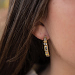 Blue topaz hydro, moonstone and labradorite ~ Hoop Earrings 18k Gold Plated Earrings ~ Gemstone ~ Post ~Boho ~ Handmade~Jewelry ME041