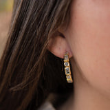 Blue topaz hydro, moonstone and labradorite ~ Hoop Earrings 18k Gold Plated Earrings ~ Gemstone ~ Post ~Boho ~ Handmade~Jewelry ME041