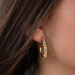 Blue topaz hydro, moonstone and labradorite ~ Hoop Earrings 18k Gold Plated Earrings ~ Gemstone ~ Post ~Boho ~ Handmade~Jewelry ME041