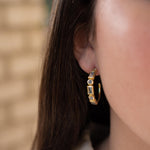 Blue topaz hydro, moonstone and labradorite ~ Hoop Earrings 18k Gold Plated Earrings ~ Gemstone ~ Post ~Boho ~ Handmade~Jewelry ME041